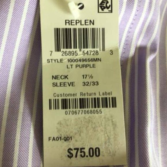 Tasso Elba 100% Supima Cotton Purple White Striped Button Up Shirt XL NWT - Picture 6 of 7